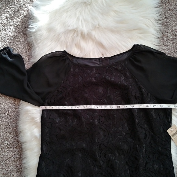 Coldwater Creek Black Lace Dress Sheer Sleeve 14 - Picture 7 of 8